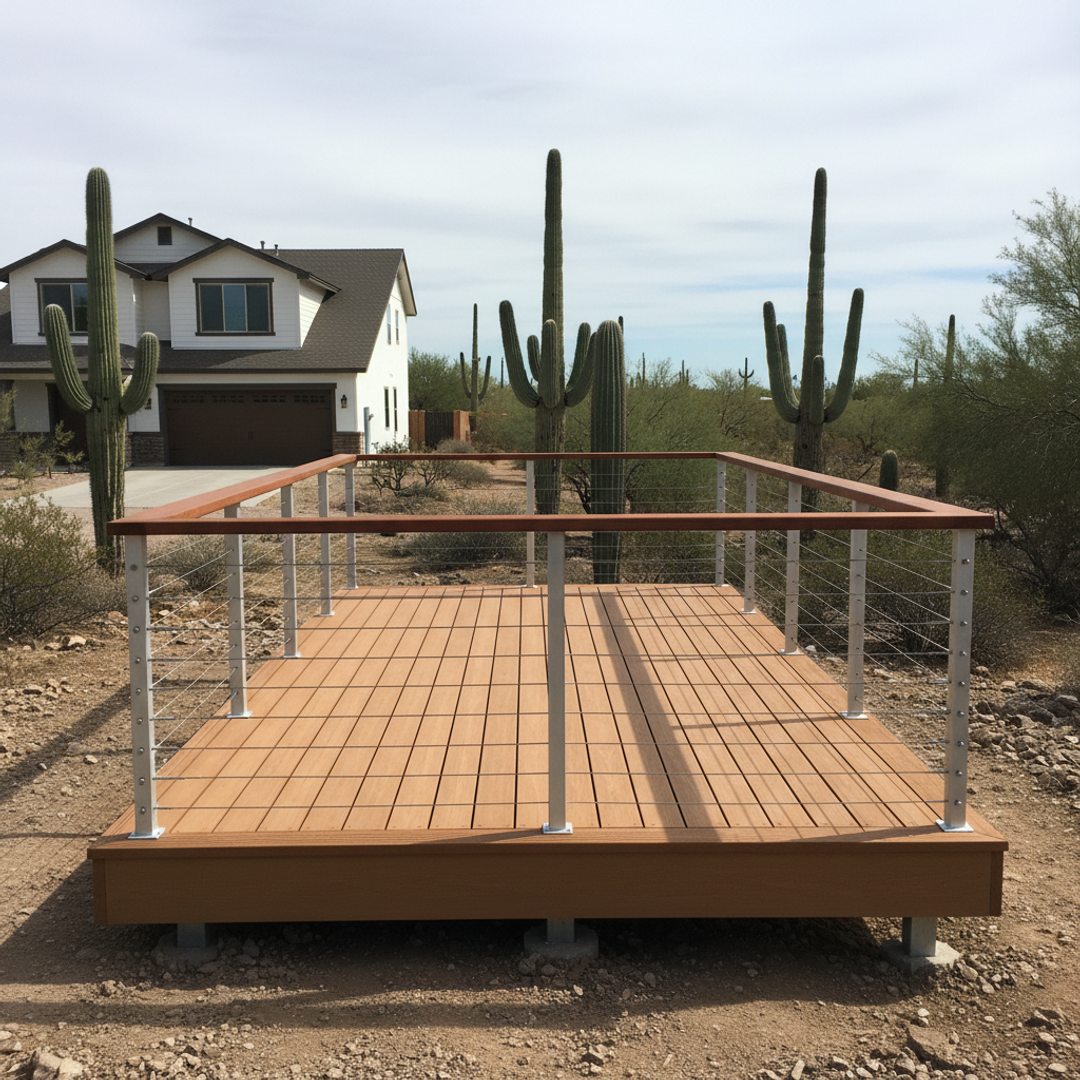 Custom Deck Design completed by Marana Deck Co in Casas Adobes, AZ